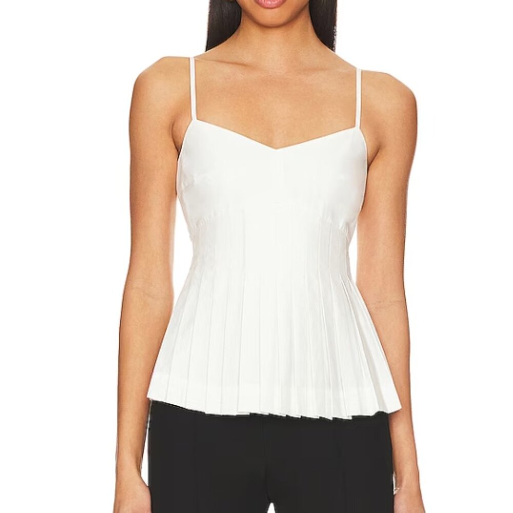 Rue Sophie Elegant White Pleated Women's Top size L